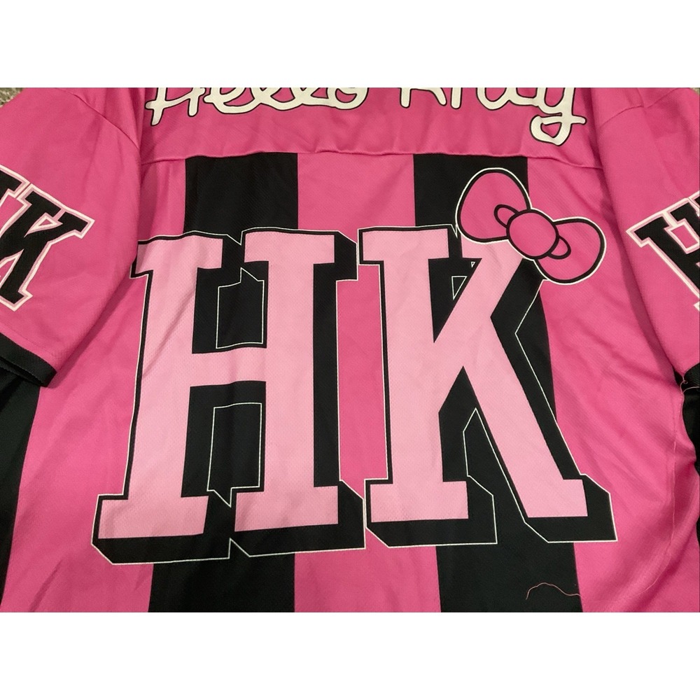 Sanrio Hello Kitty Women's Cropped Graphic Football Skimmer Jersey Size L Pink - Picture 5 of 9